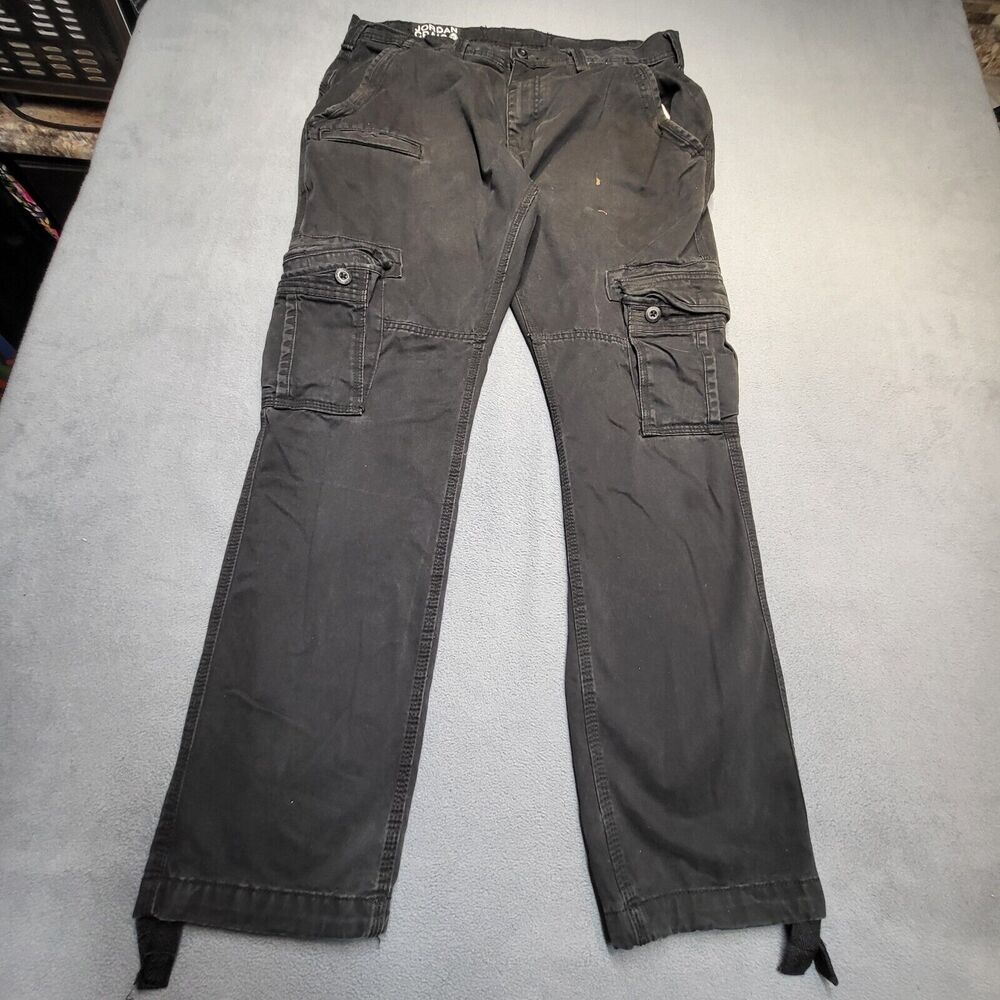 Jordan‎ Craig Pants Men's 35x31 Black Cargo Straight Leg Distressed Utility